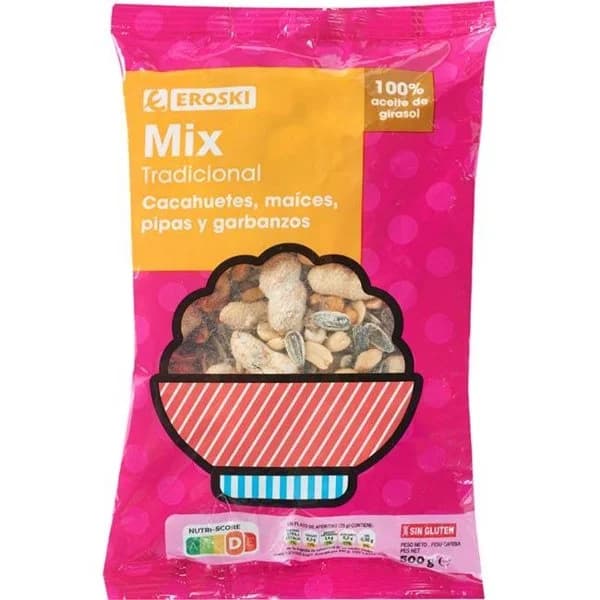 Mix de frutos secos tradicional EROSKI, bolsa 500 g - 1 ud - Imagen del producto en Findit