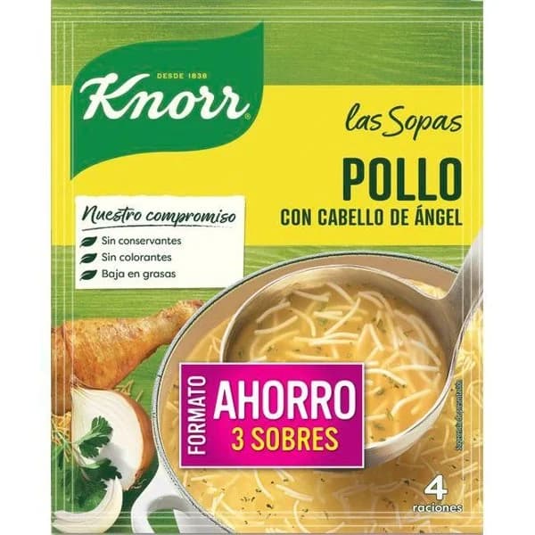 Sopa de pollo con cabello de ángel KNORR, pack 3x71 g - 1 ud - Imagen del producto en Findit