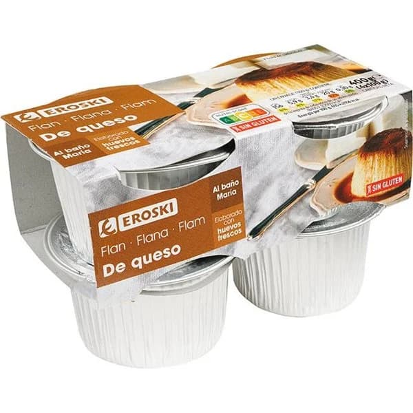 Flan de queso EROSKI, pack 4x100 g - 1 ud - Imagen del producto en Findit