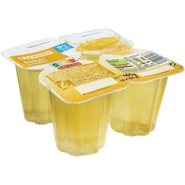 Postre gelificado sabor limón EROSKI, pack 4x100 g - 0.4 kg - Imagen del producto en Findit