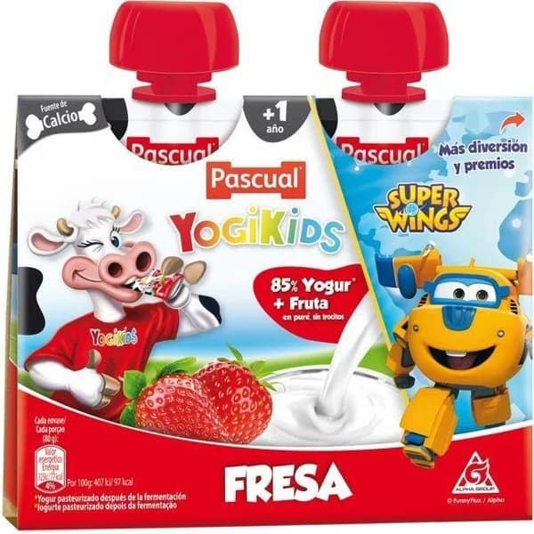 Yogikids de fresa PASCUAL, pack 2x80 g - 1 ud - Imagen del producto en Findit