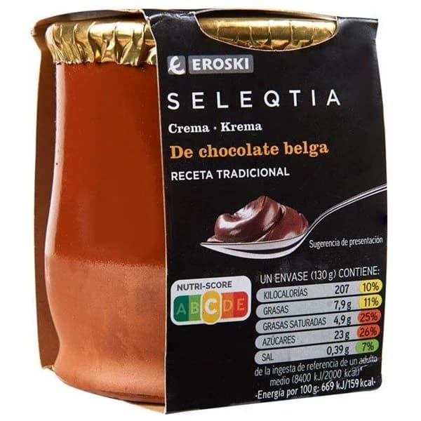 Postre de chocolate belga EROSKI SELEQTIA, tarro de barro 130 g - 1 ud - Imagen del producto en Findit