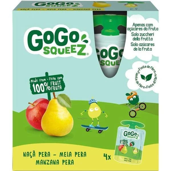 Fruta triturada de pera GOGO SQUEEZE, pack 4x90 g - 1 ud - Imagen del producto en Findit