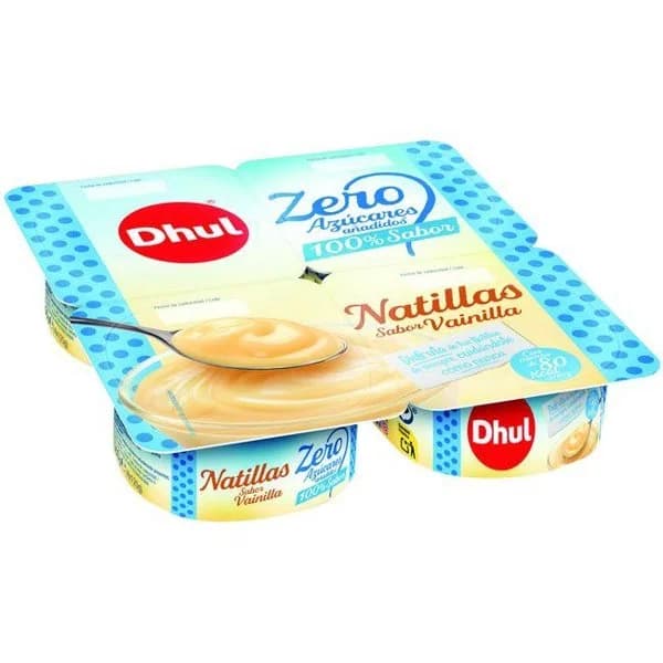 Natillas de vainilla sin azúcar DHUL, pack 4x125 g - 1 ud - Imagen del producto en Findit