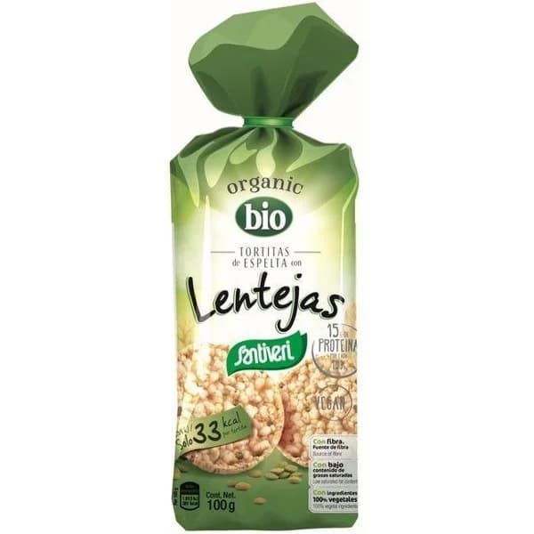Tortitas de espelta con lentejas bio SANTIVERI, paquete 100 g - 1 ud - Imagen del producto en Findit