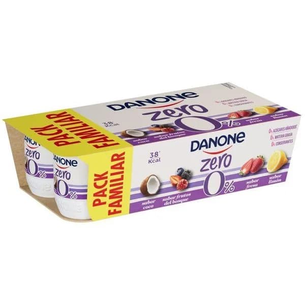 Yogur sabor coco-fresa-fr bosque-limón DANONE ZERO, pack 8x120 g - 1 ud - Imagen del producto en Findit