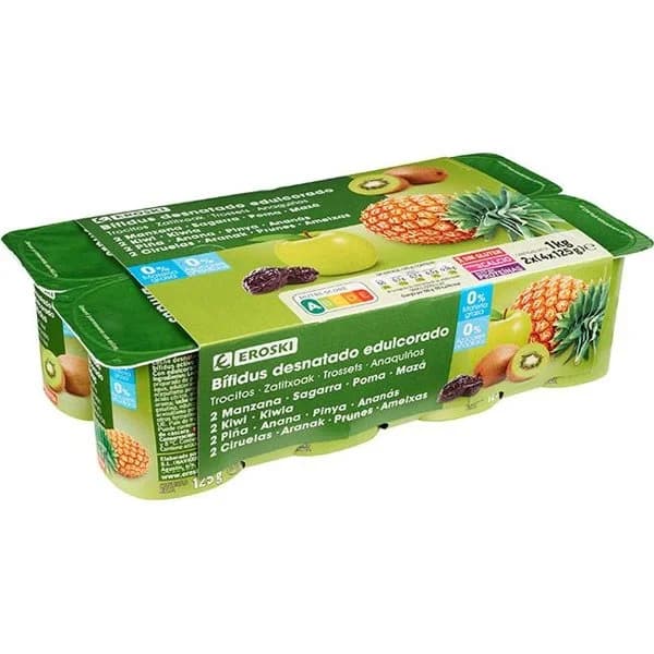 Bífidus 0% con frutas EROSKI, pack 8x125 g - 1 ud - Imagen del producto en Findit
