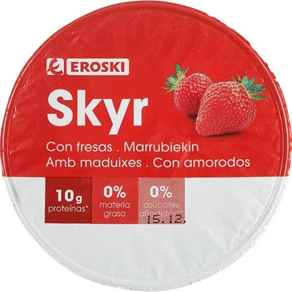 Skyr con fresa 0% EROSKI, tarrina 150 g - 1 ud - Imagen del producto en Findit
