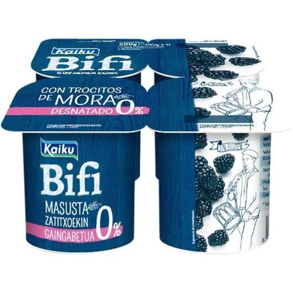 Yogur Bifi Activium 0% con moras KAIKU, pack 4x125 g - 1 ud - Imagen del producto en Findit