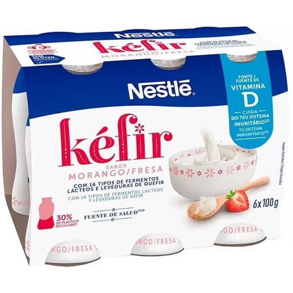 Kéfir sabor fresa NESTLÉ, pack 6x100 g - 1 ud - Imagen del producto en Findit