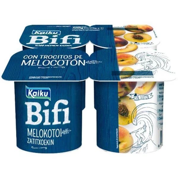 Yogur Bifi Activium con melocotón KAIKU, pack 4x125 g - 1 ud - Imagen del producto en Findit