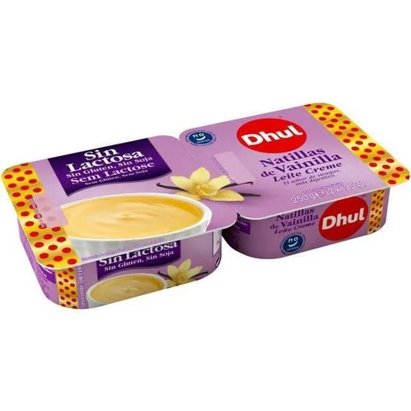 Natillas de vainilla sin lactosa DHUL, pack 2x125 g - 1 ud - Imagen del producto en Findit