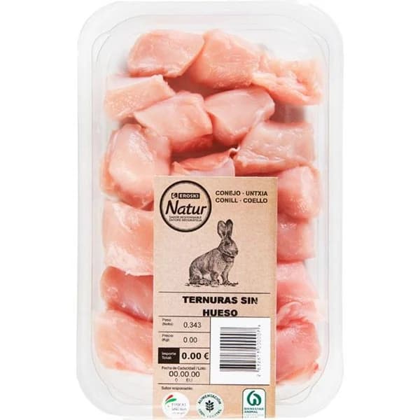 Ternura de conejo EUSKAL UNTXIA EROSKI Natur, bandeja aprox. 350 g - 1 ud - Imagen del producto en Findit