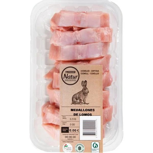 Medallones lomo de conejo Euskal Untxia E. NATUR, bandeja aprox. 450 g - 1 ud - Imagen del producto en Findit