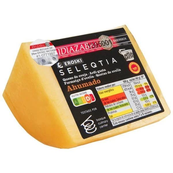 Queso Idiazabal ahumado EROSKI SELEQTIA, cuña aprox. 250 g - 0.25 kg - Imagen del producto en Findit