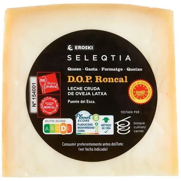 Queso de Roncal EROSKI SELEQTIA, cuña 350 g - 1 ud - Imagen del producto en Findit
