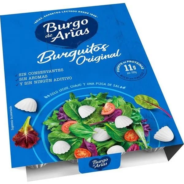 Burguitos naturales de queso BURGO DE ARIAS, bandeja 108 g - 1 ud - Imagen del producto en Findit