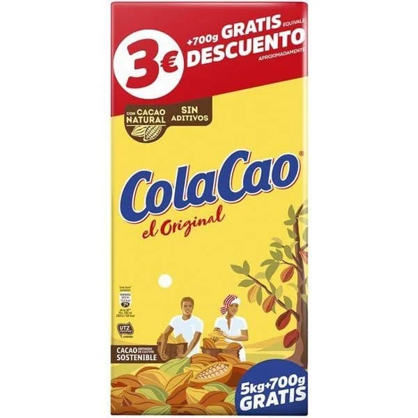 Cacao soluble COLA CAO, caja 5 kg + 700 g Gratis - 1 ud - Imagen del producto en Findit