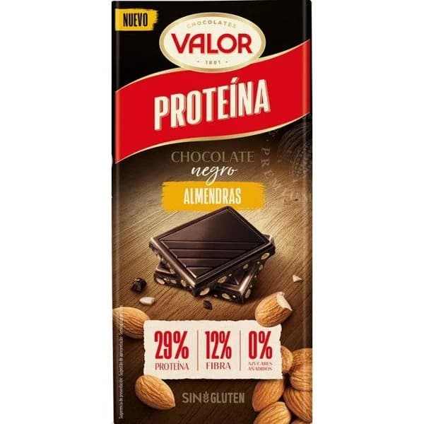 Chocolate negro con almendra proteína VALOR, tableta 90 g - 1 ud - Imagen del producto en Findit