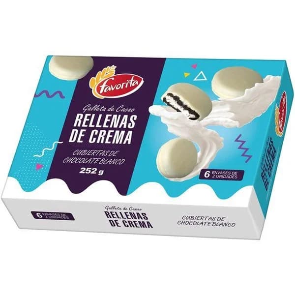 Galleta bañada de chocolate blanco FAVORITA, caja 252 g - 1 ud - Imagen del producto en Findit
