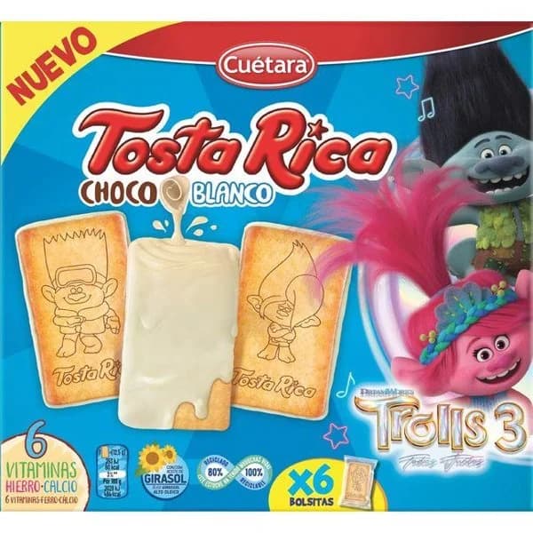 Galletas de chocolate blanco CUETARA TOSTA RICA, caja 220 g - 1 ud - Imagen del producto en Findit