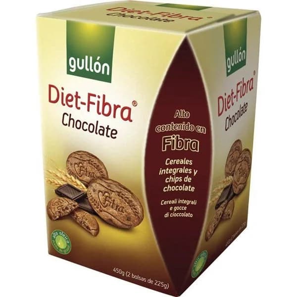 Galleta con chocolate GULLÓN Diet Fibra, caja 450 g - 1 ud - Imagen del producto en Findit