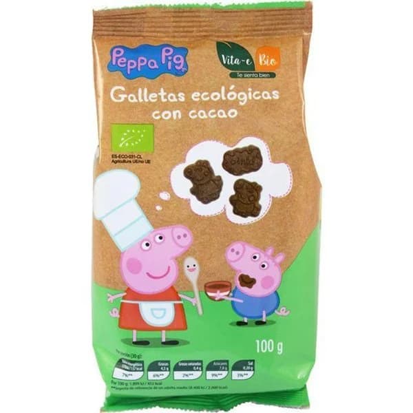 Galleta ecológica con cacao Peppa Pig bio MAXIES, paquete 100 g - 1 ud - Imagen del producto en Findit
