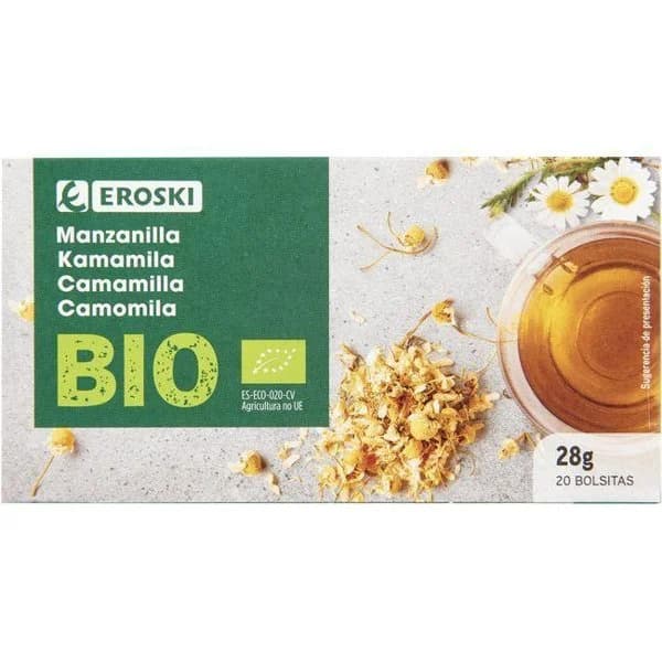 Manzanilla EROSKI BIO, caja 20 sobres - 20 ud - Imagen del producto en Findit