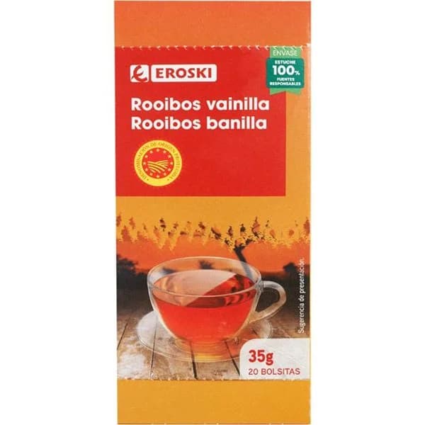 Rooibos vainilla EROSKI, caja 20 uds - 20 ud - Imagen del producto en Findit