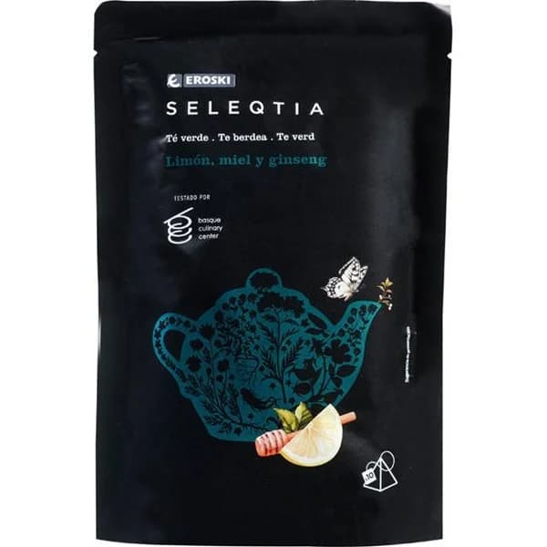 Té verde con miel, limón y ginseng SELEQTIA, bolsa 10 uds - 10 ud - Imagen del producto en Findit