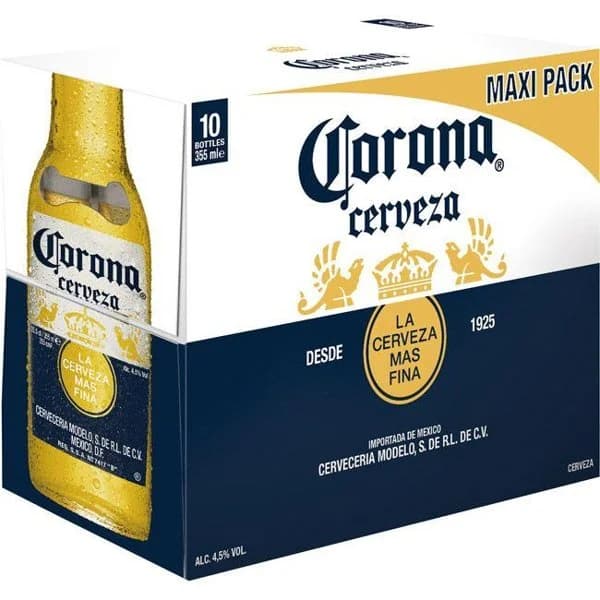 Cerveza mexicana CORONA, pack botellín 10x35,5 cl - 1 ud - Imagen del producto en Findit