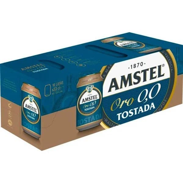 Cerveza AMSTEL ORO 0,0, pack lata 10x33 cl - 1 ud - Imagen del producto en Findit