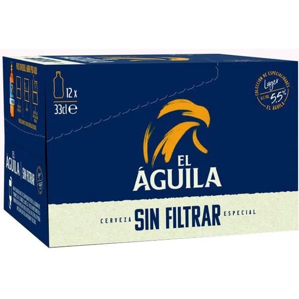 Cerveza sin filtrar EL AGUILA, pack 12x33 cl - 1 ud - Imagen del producto en Findit