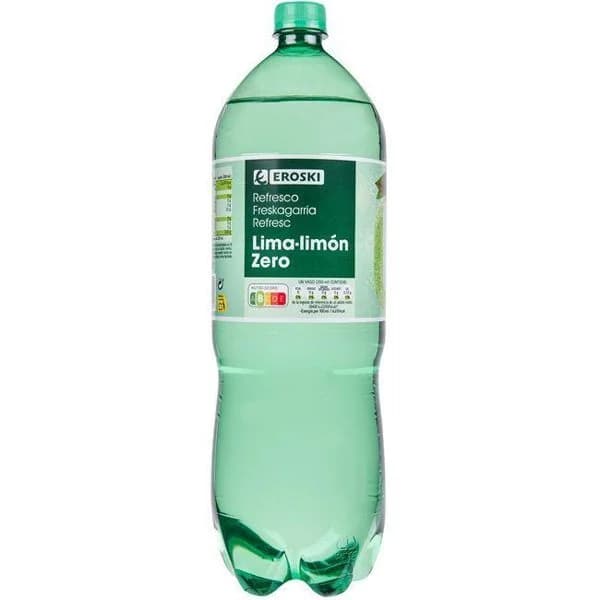 Refresco de lima limón zero EROSKI, botella 2 litros - 1 ud - Imagen del producto en Findit