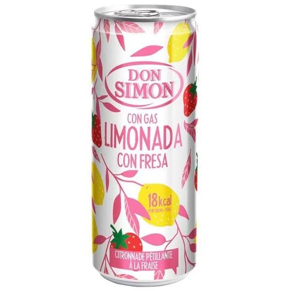 Limonada con gas sabor fresa DON SIMÓN, lata 33 cl - 1 ud - Imagen del producto en Findit