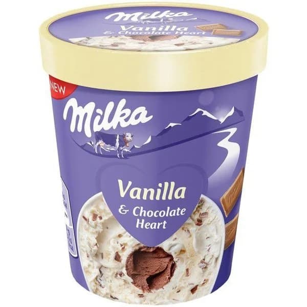 Helado de vainilla y chocolate MILKA, tarrina 480 ml - 1 ud - Imagen del producto en Findit