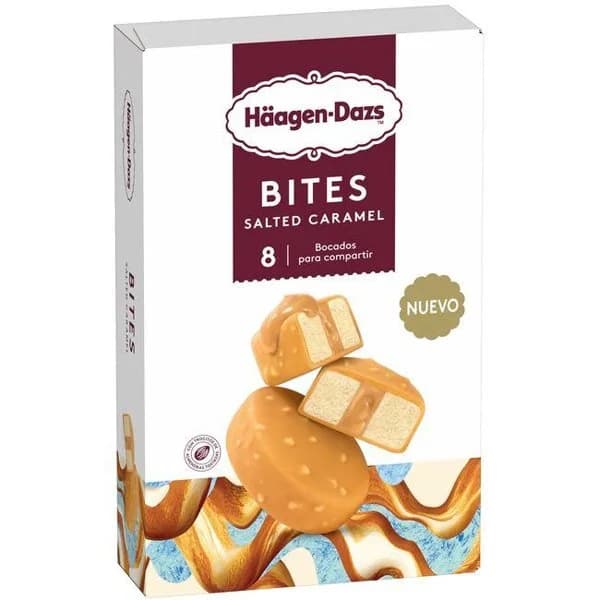 Helado bites salted caramel HAAGEN DAZS, 8 uds, caja 120 g - 1 ud - Imagen del producto en Findit