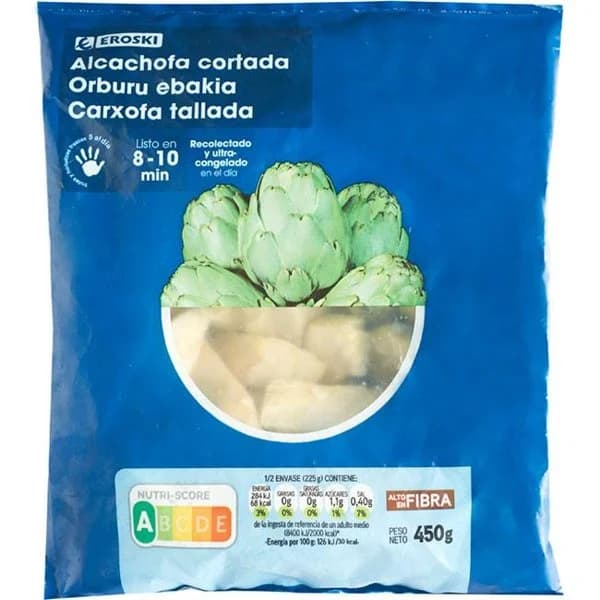Alcachofas cortadas EROSKI, bolsa 450 g - 1 ud - Imagen del producto en Findit