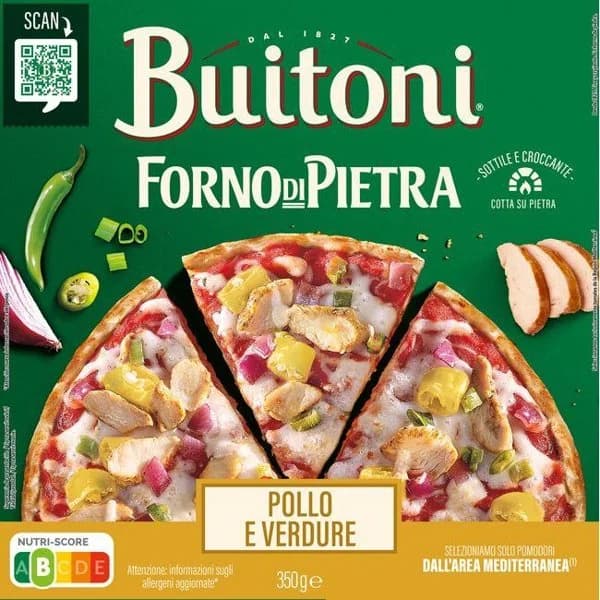Pizza de pollo BUITONI FORNO DE PIETRA, caja 350 g - 1 ud - Imagen del producto en Findit