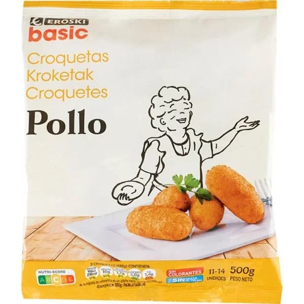 Croquetas de pollo EROSKI BASIC, bolsa 500 g - 1 ud - Imagen del producto en Findit