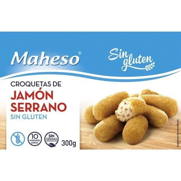 Croquetas de jamón sin gluten MAHESO, caja 300 g - 1 ud - Imagen del producto en Findit