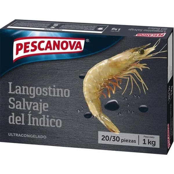 Langostino Banana 20/30 piezas PESCANOVA, caja 1 kg - 1 ud - Imagen del producto en Findit