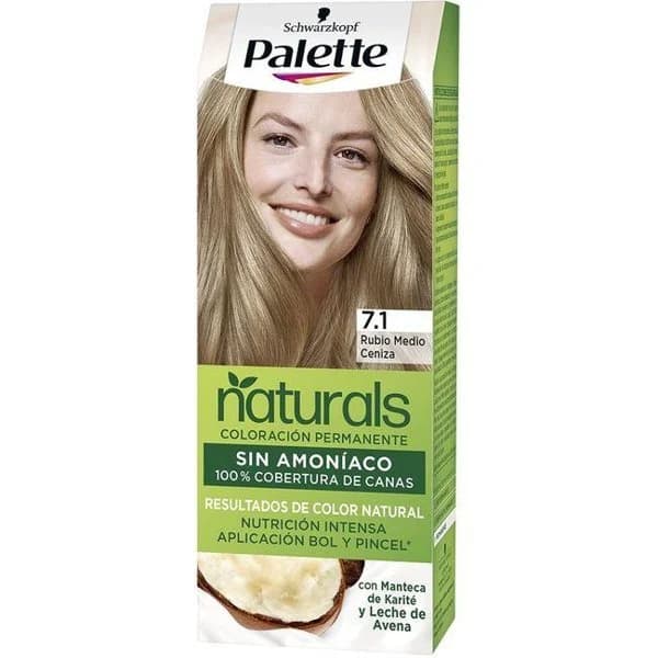 Tinte 7.1 rubio medio ceniza PALETTE NATURALS, pack 1 ud - 1 ud - Imagen del producto en Findit