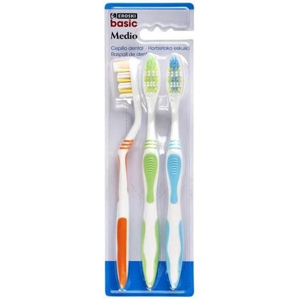 Cepillo familiar medio EROSKI BASIC, pack 3 uds - 3 ud - Imagen del producto en Findit