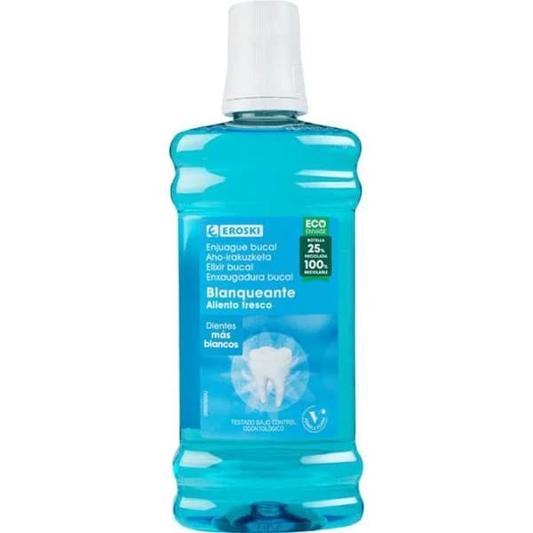 Enjuague blanqueante EROSKI, bote 500 ml - 1 ud - Imagen del producto en Findit