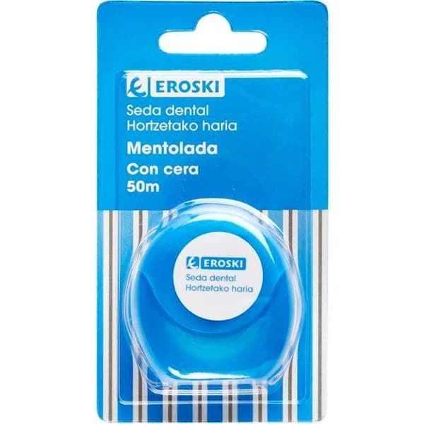 Seda dental mentolada EROSKI, rollo 50 metros - 1 ud - Imagen del producto en Findit