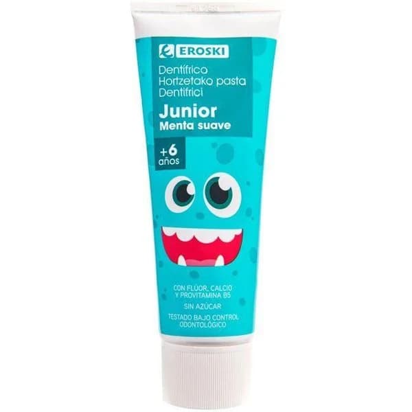 Dentifrico junior +6 años EROSKI, tubo 75 ml - 1 ud - Imagen del producto en Findit