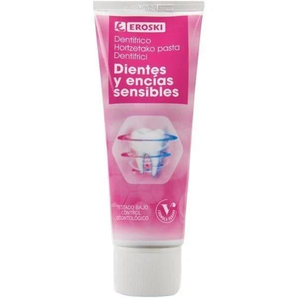Dentífrico dientes-encías sensibles EROSKI, tubo 75 ml - 1 ud - Imagen del producto en Findit