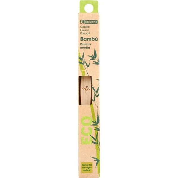 Cepillo bambú dureza media EROSKI, pack 1 ud - 1 ud - Imagen del producto en Findit