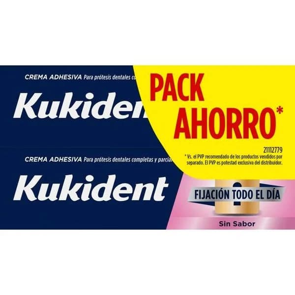 Fijación dentadura todo el día sin sabor KUKIDENT, pack 2x35 g - 1 ud - Imagen del producto en Findit